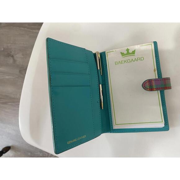 Vintage BAEKGAARD Plaid Leather Wallet with Notepad / Fabulous! - Picture 6 of 7